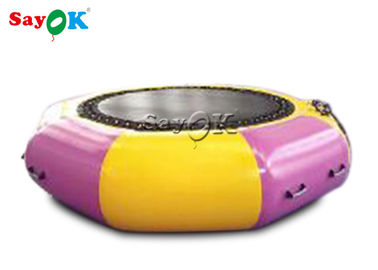 Pink And Yellow Water Trampoline Jumping Games Water Park Trampoline For Summer