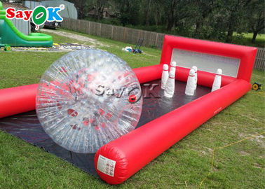 Inflatable Bowling Game 0.6mm PVC Inflatable Sports Games Single Lanes Human Bowling Ball Pins For Outdoor Event