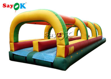 Custom Size Inflatable Water Slide Park Double Lane With Pool