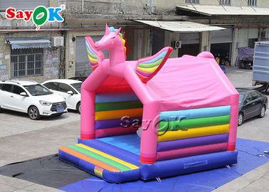 5x4mH Princess Pink Rainbow Unicorn Inflatable Bounce Castle For Kid