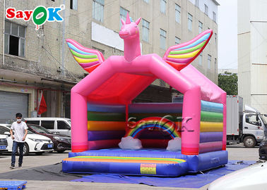 5x4mH Princess Pink Rainbow Unicorn Inflatable Bounce Castle For Kid