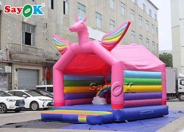 5x4mH Princess Pink Rainbow Unicorn Inflatable Bounce Castle For Kid