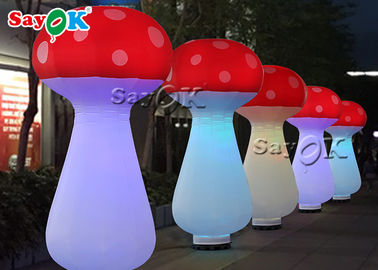 Red And White LED Light 2.5m Inflatable Mushroom For Music Festival