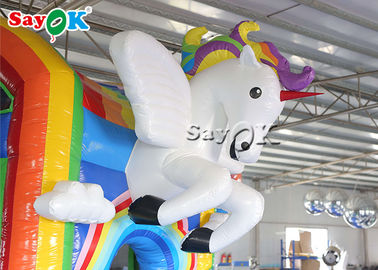 Outdoor Playground Pvc Rainbow Inflatable Unicorn Bouncy Castle