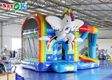 Outdoor Playground Pvc Rainbow Inflatable Unicorn Bouncy Castle