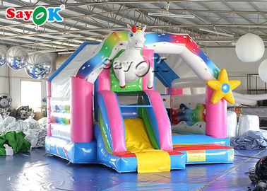 4.9x3.9x3.3 Pink Unicorn Inflatable Bounce Jumping House For Child
