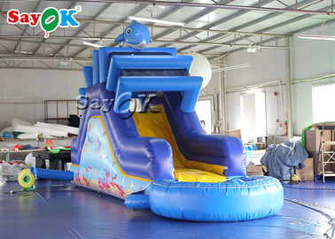 Wet Dry Inflatable Slide 9.3x2x3.5mH Commercial Dolphin Inflatable Big Water Slides