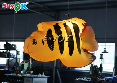 Amusement Parks Yellow Tropical Fishes 2m Inflatable Lighting Decoration