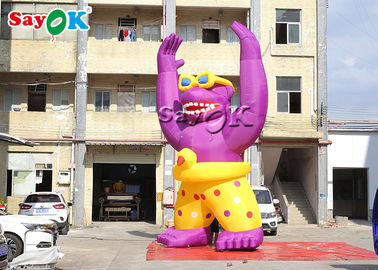 Blow Up Cartoon Characters 6m Giant Pink Inflatable Gorilla Animal Model For Outdoor Advertising