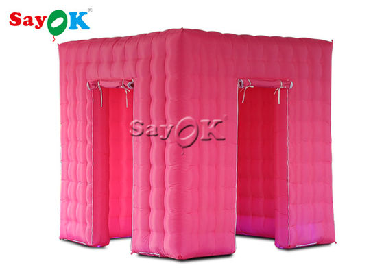 Inflatable Party TENT Pink Inflatable Cube Photo Booth Tent Shell With Color Changing LED Lights