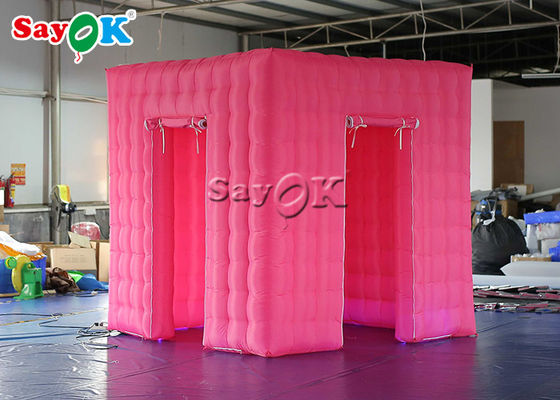 Inflatable Party TENT Pink Inflatable Cube Photo Booth Tent Shell With Color Changing LED Lights