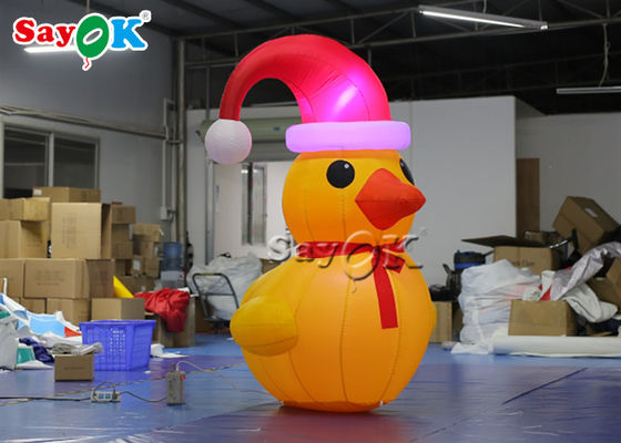 Oxford Cloth Outdoor Decoration 2m Inflatable Christmas Duck With Hat