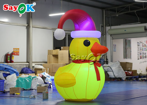 Oxford Cloth Outdoor Decoration 2m Inflatable Christmas Duck With Hat