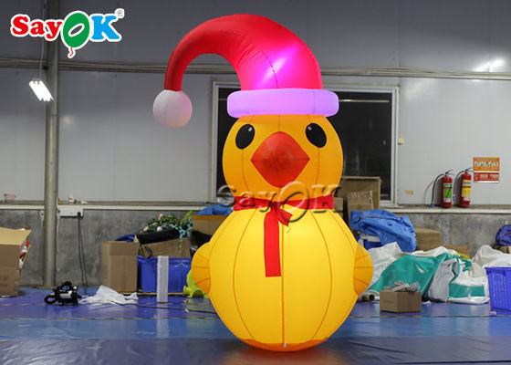 Oxford Cloth Outdoor Decoration 2m Inflatable Christmas Duck With Hat