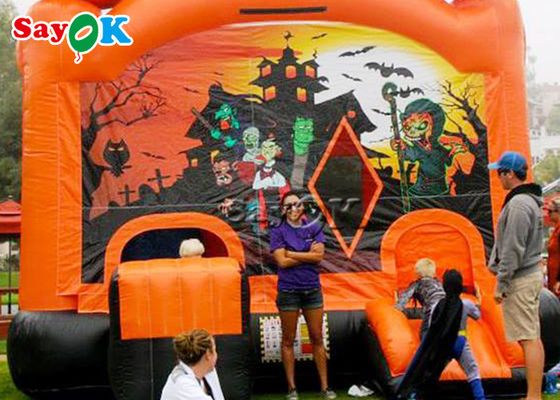 Halloween Pumpkin Inflatable Bounce House Silk Printing