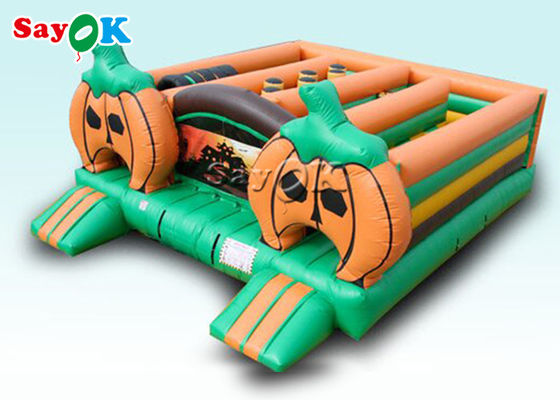 Commercial Pumpkin Theme Halloween Inflatable Maze Obstacle Course Inflatable Games For Kids