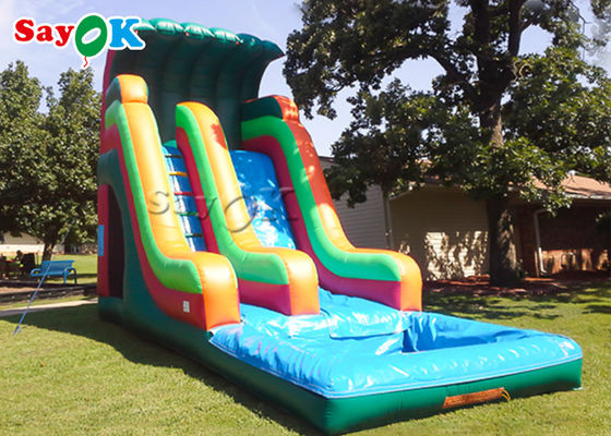 Huge Outdoor Inflatable Water Slides 3x6.5x5.5m Family Double Lane Inflatable Bouncer Slide With Pool