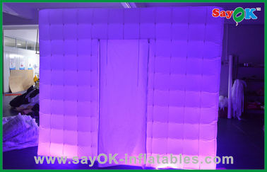 Inflatable Party Tent Custom Made Portable Inflatable Led Photo Booth In Oxford Cloth , Green / Purple