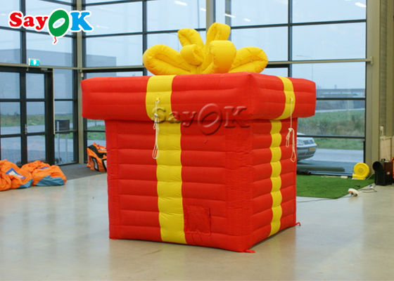 Outdoor Square Inflatable Christmas Decoration With Bowknot