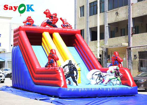 Spiderman Cartoon Dual Lane Inflatable Water Slides