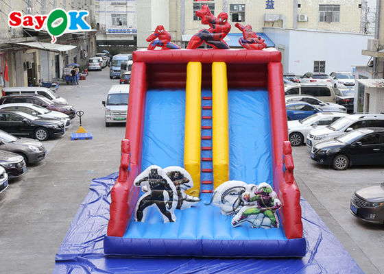 Spiderman Cartoon Dual Lane Inflatable Water Slides