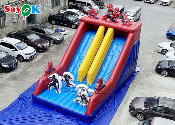 Spiderman Cartoon Dual Lane Inflatable Water Slides