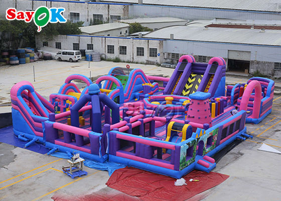 Amusement Park Inflatable Bounce With Slide Digital  Printing