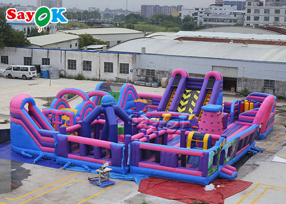 Amusement Park Inflatable Bounce With Slide Digital  Printing