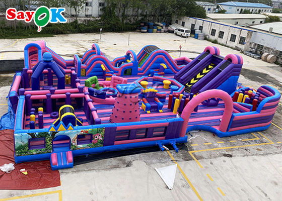 Amusement Park Inflatable Bounce With Slide Digital  Printing