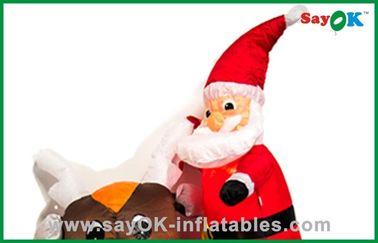 Cute Christmas Santa Father Inflatable Christmas Decoration Riding A Black Bear