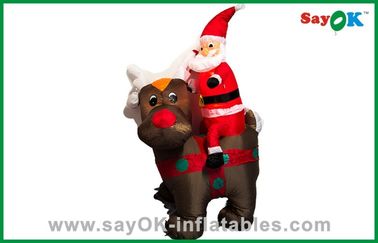 Cute Christmas Santa Father Inflatable Christmas Decoration Riding A Black Bear