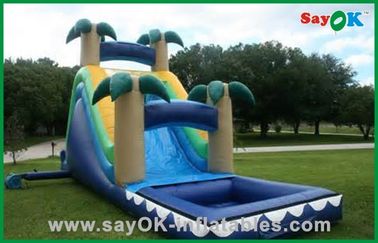 Commercial Water Park Inflatable Bouncer Slide With Full Printing Inflatable Slip And Slide With Pool