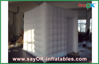 Inflatable Party Decorations White Party Blow Up Photo Booth Tent LED Lighting With Door Curtain