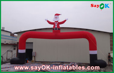 Christmas Outdoor Big Red Inflatable Christmas Arch With Christmas Man