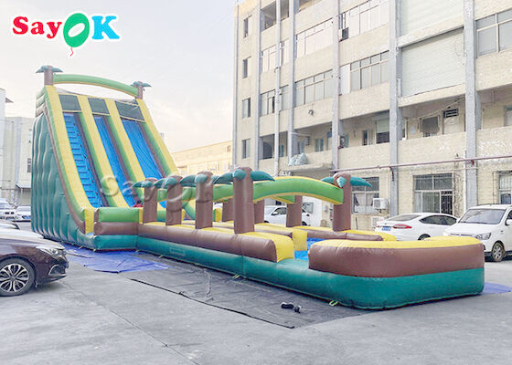 Large Multi Channel  PVC Inflatable Bouncer Slide With Pool