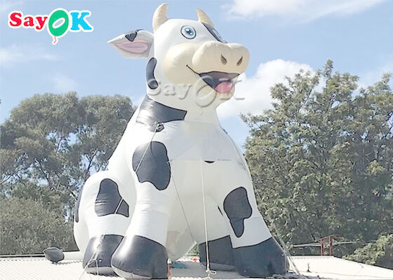 Blow Up Cartoon Characters PVC Tarpaulin Lifesize Inflatable Milk Cow For Farm Decoration