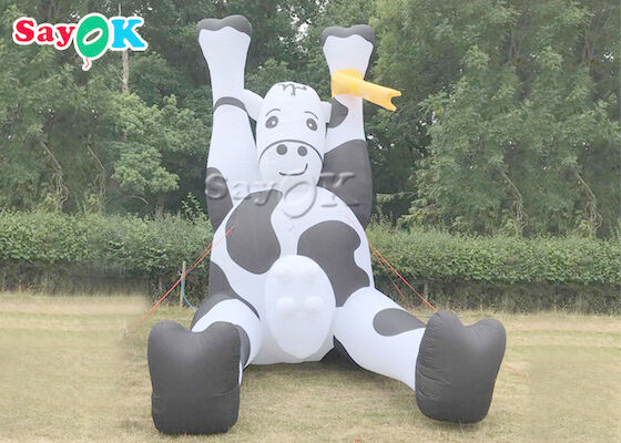 Blow Up Cartoon Characters PVC Tarpaulin Lifesize Inflatable Milk Cow For Farm Decoration