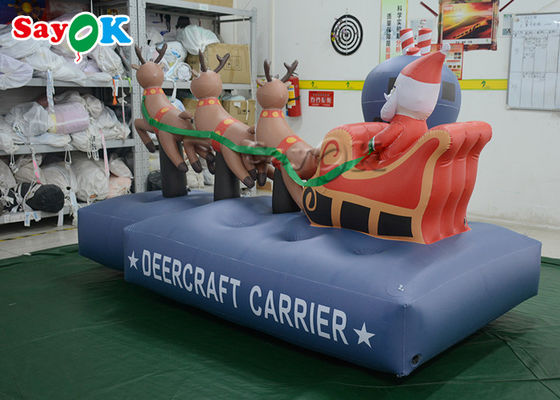 2.5m 7.5ft Inflatable Holiday Decorations Xmas Santa Claus Three Reindeer Pull Carts