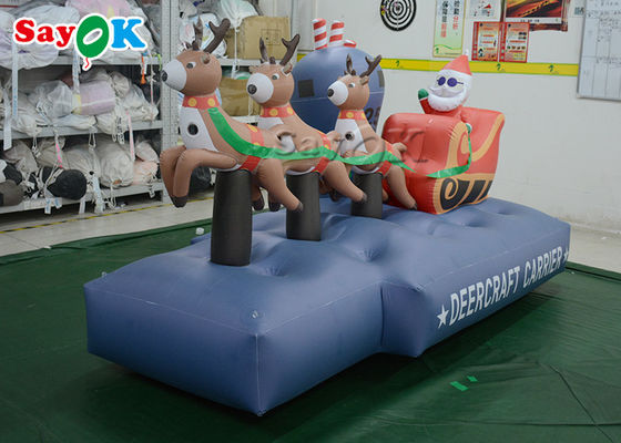 2.5m 7.5ft Inflatable Holiday Decorations Xmas Santa Claus Three Reindeer Pull Carts