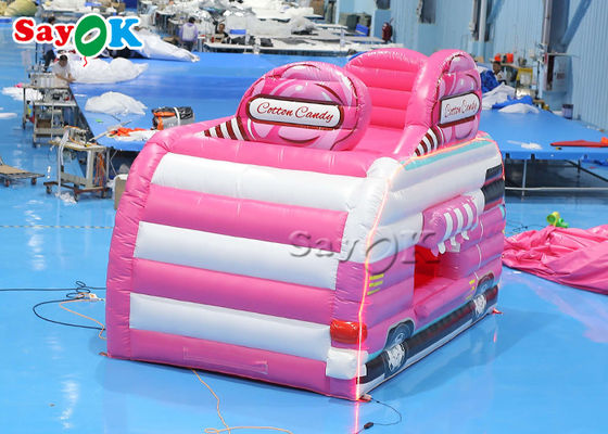 Inflatable Work Tent 4.5x3x3.8m Pink Car Shape Inflatable Air Tent Candy Food Floss Booth For Outdoor