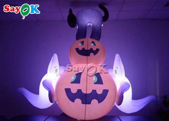 OEM Inflatable Holiday Decorations Halloween Decor Airblown Pumpkin Black Cat With White Ghost