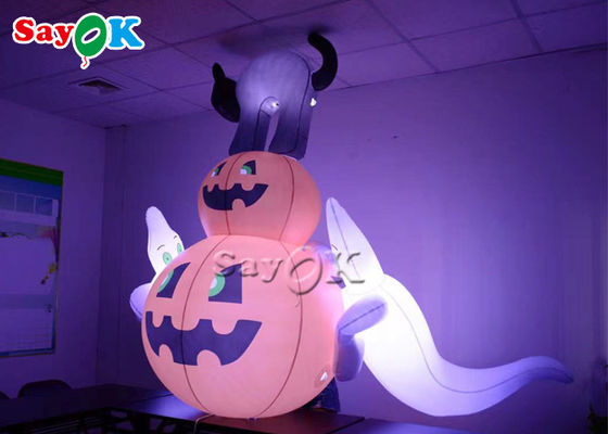 OEM Inflatable Holiday Decorations Halloween Decor Airblown Pumpkin Black Cat With White Ghost