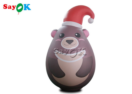 Custom Portable Pvc Sealed Gray Inflatable Teddy Bear With Xmas Hat Advertising