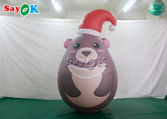 Custom Portable Pvc Sealed Gray Inflatable Teddy Bear With Xmas Hat Advertising