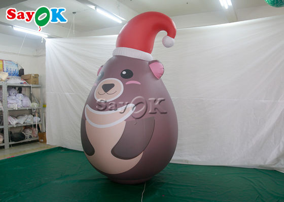 Custom Portable Pvc Sealed Gray Inflatable Teddy Bear With Xmas Hat Advertising