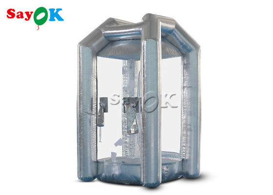 1.5m/5ft Silver Cube Inflatable Money Cash Booth Machine For Company Opening