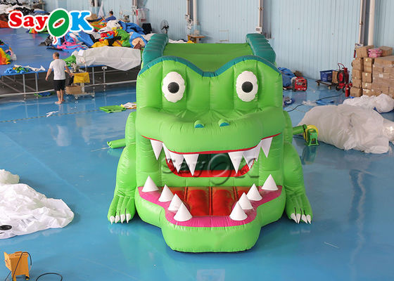 Inflatable Dry Slide Jumping Bouncer Outdoor Indoor Green Alligator Inflatable Bouncer Slide 8x2.8x3mH