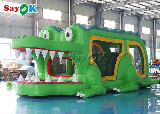 Inflatable Dry Slide Jumping Bouncer Outdoor Indoor Green Alligator Inflatable Bouncer Slide 8x2.8x3mH