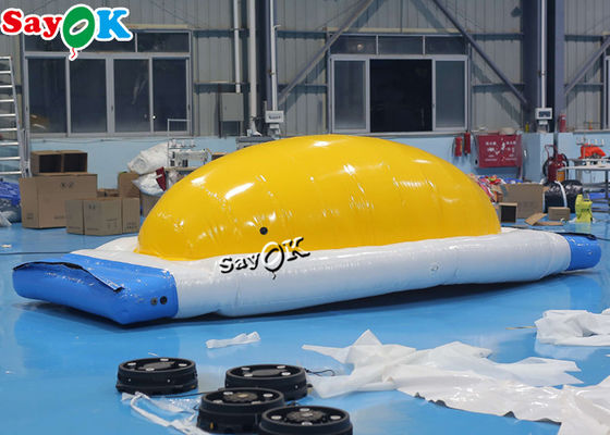 Inflatable Water Balls Yellow White 0.9mm PVC Inflatable Water Toys Obstacle Course Jumping Bouncing Bed