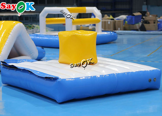 Custom 2x2m  Inflatable Amusement Park Blue Cube Blow Up Water Trampoline Backyard Water Toys